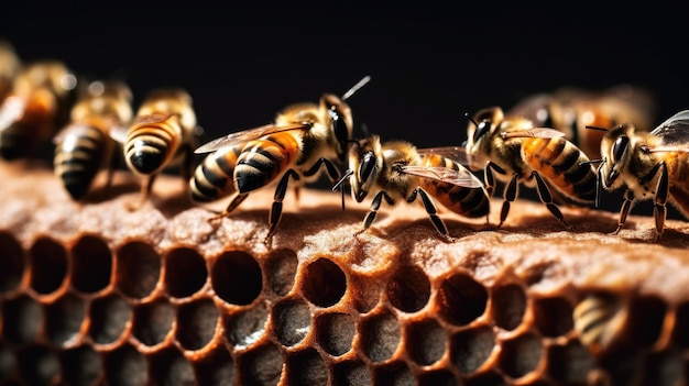 Bees on a honeycomb