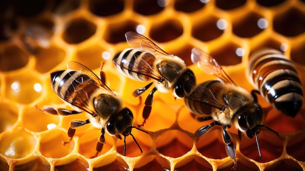 Bees on honeycombs