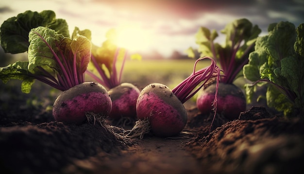 Beet harvest in the garden Generative AI