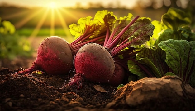 Beet harvest in the garden Generative AI