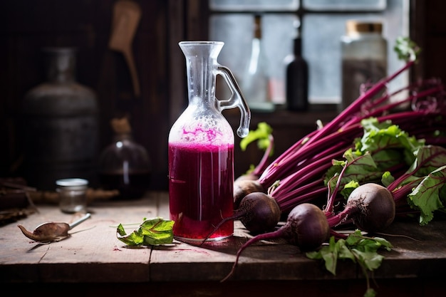 Foto il succo di barbabietola usato per colorare la carta per l'arte e l'artigianato