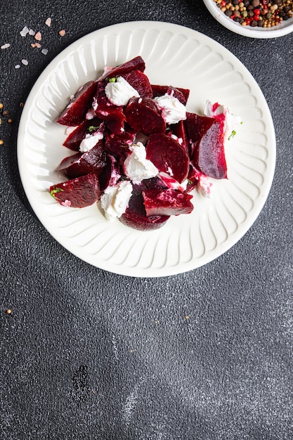 beet salad soft cheese beetroot meal food snack on the table copy space food background