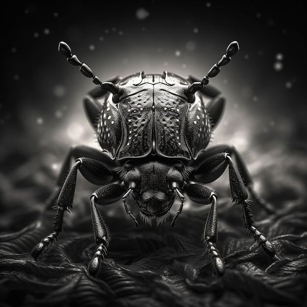 Beetle animal Pencil art in engraved style Generative AI