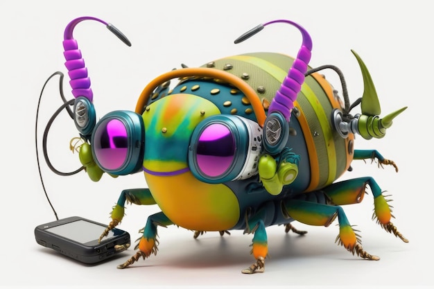 Beetle Smilecore Medium Full Shot Punk Colorful Chromi Generative AI