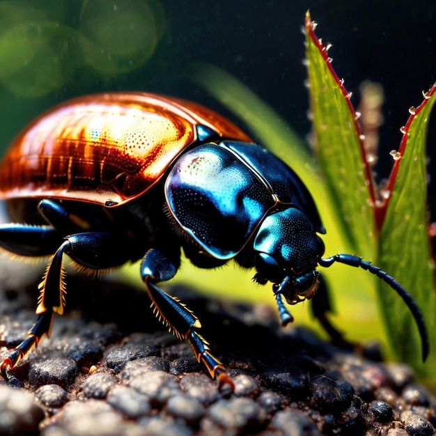 Photo beetle wild animal living in nature part of ecosystem