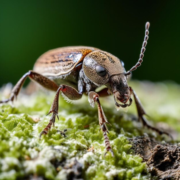 鼻に茶色の斑点がある甲虫