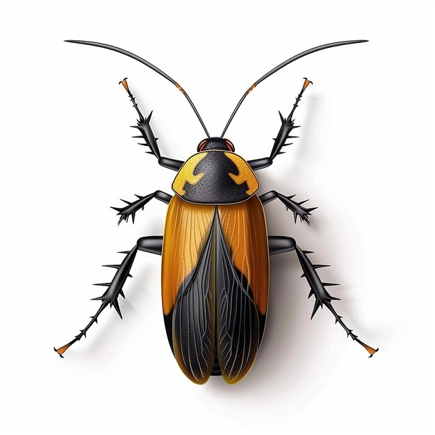 a beetle with a yellow body and black markings