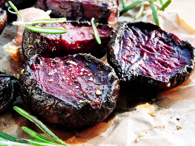 Beetroot baked with garlic and rosemary.