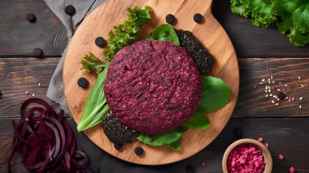 Beetroot and black bean plant based burger