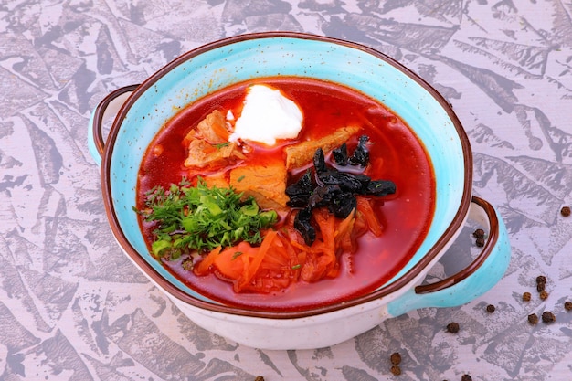 beetroot borscht is a national Russian Ukrainian dish