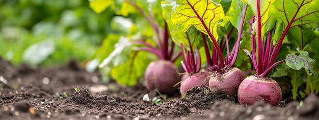 Beetroot growing in the garden selective focus Generative AI