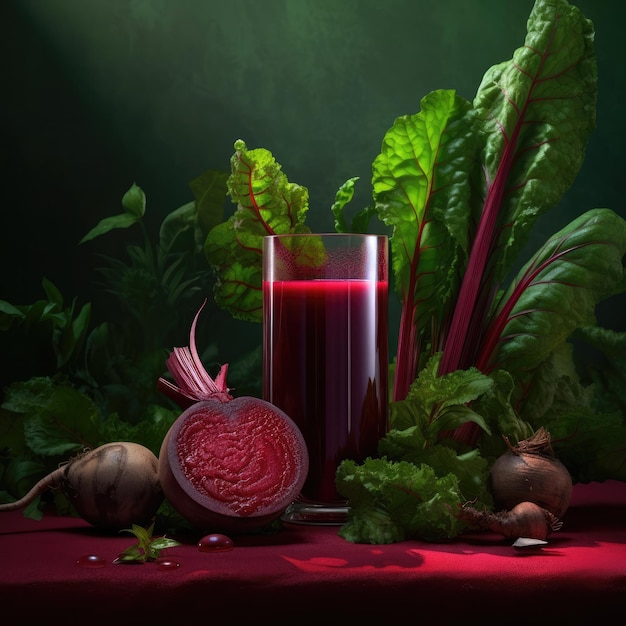 Beetroot juice with splashes with Beetroot fruit in studio background restaurant with garden