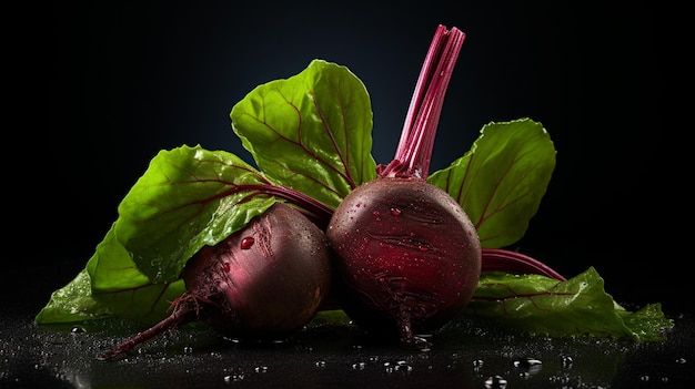 Foto beetroot op een zwarte achtergrond