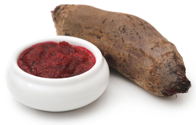 Beetroot and paste in a bowl