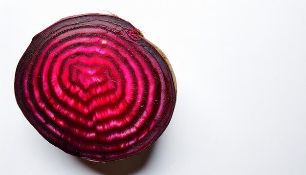 Photo beetroot sliced in half elegantly presented on a pristine white background