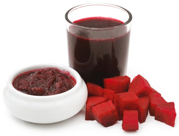Beetroot with juice in a glass
