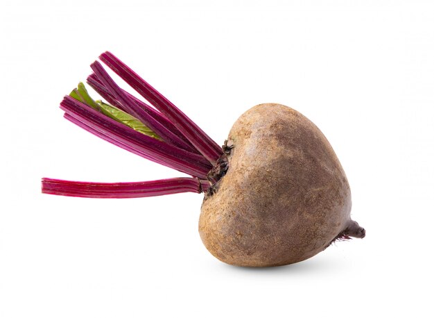 Beetroot with leaves on white