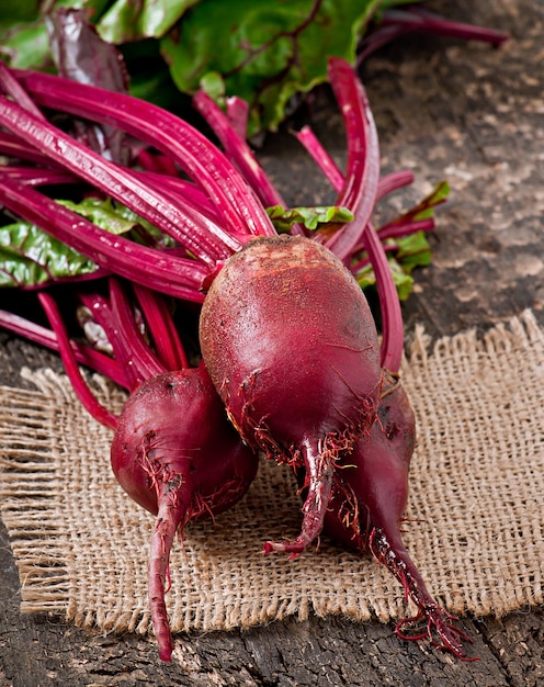 Beetroots on wooden surface