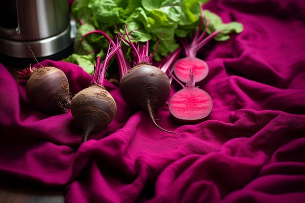 Foto beetsap wordt gebruikt om papier te verven voor kunst en ambacht