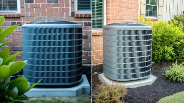 Photo a before and after image showcasing the transformation of an outdated inefficient hvac system to a