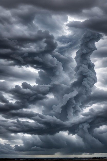 Foto prima di una forte tempesta di pioggia sul cielo è coperto da tutte le nuvole un sacco di fulmini e forte