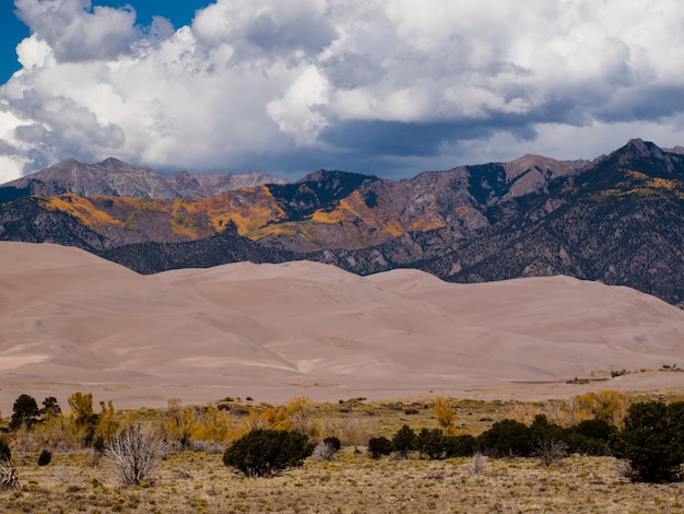 Photo before sunset at great sand dunes national park, colorado.