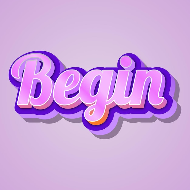 Begin typography 3d design cute text word cool background photo jpg