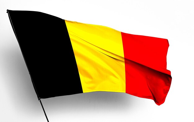Foto belgio 3d sventola bandiera e immagine di sfondo bianco