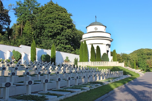 Begraafplaats in Lviv Graven van Poolse soldaten op de Lychakiv-begraafplaats in Lviv Graven van verdedigers van Lwow op de Lychakiv-begraafplaats in Lviv
