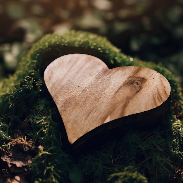 begrafenis Hart sympathie of houten begrafenis hart in de buurt van een boom Generatieve AI