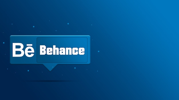 Photo behance logo on speech bubble 3d render