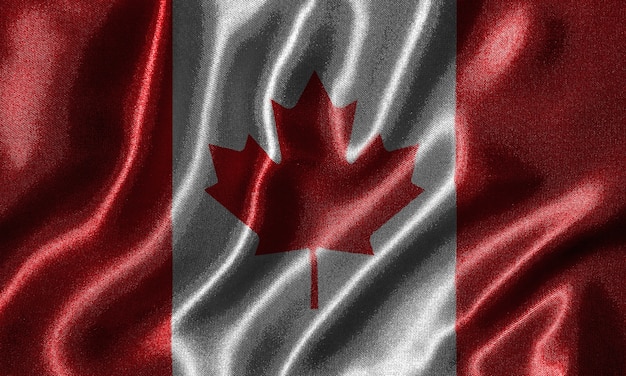 Behang door de vlag van Canada en vlag door stof zwaaien.