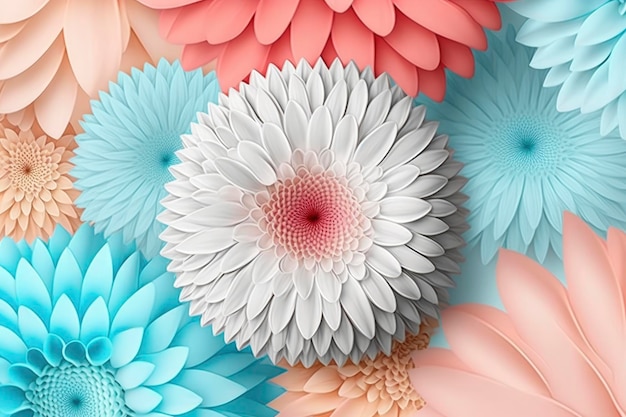 Behang van bloemen lichte kleuren 8k reclamefoto