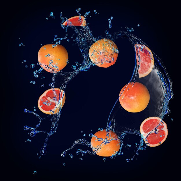 Behang voor ontwerpers en illustratoren sappig fruit grapefruit in water