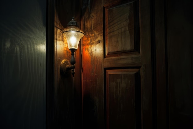 写真 閉じたドアの後ろに照らされた光 - スコーンズ