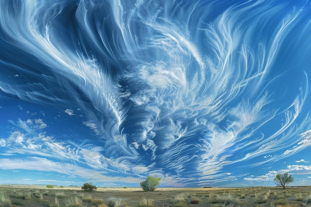 Photo behold the aweinspiring sight of cirrus clouds str generative ai