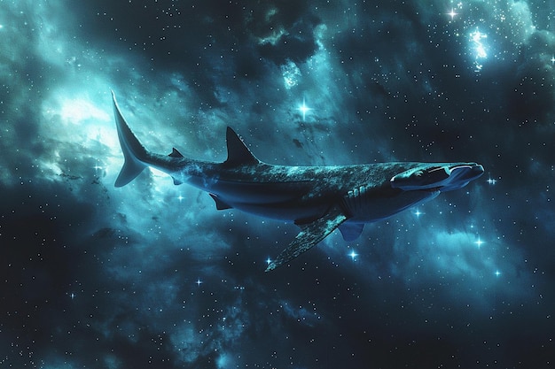 Behold the celestial beauty of a hammerhead shark generative ai