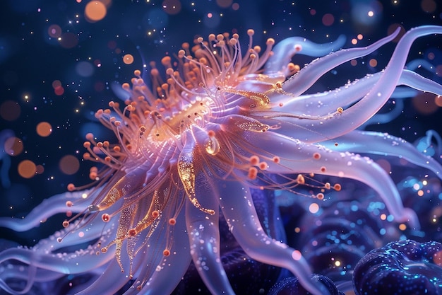 Behold the cosmic beauty of a luminous sea anemone generative ai