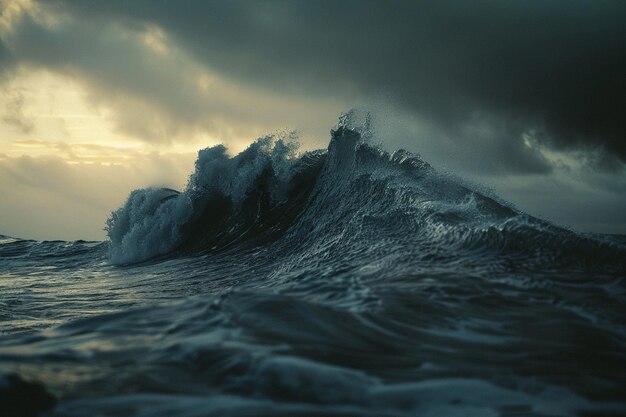 Photo behold the daunting sight of ocean waves rising to generative ai