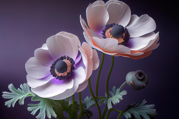 Behold the delicate beauty of anemones Generative Ai