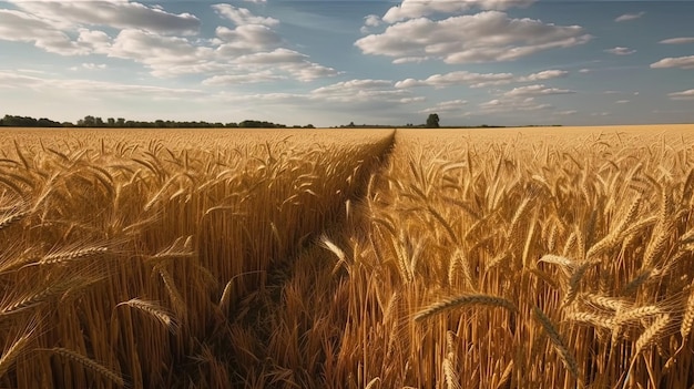 Behold the enchanting sight of a field of wheat gently swaying in the wind Marvel at the golden sea of stalks as they sway and ripple like a living tapestry Generated by AI
