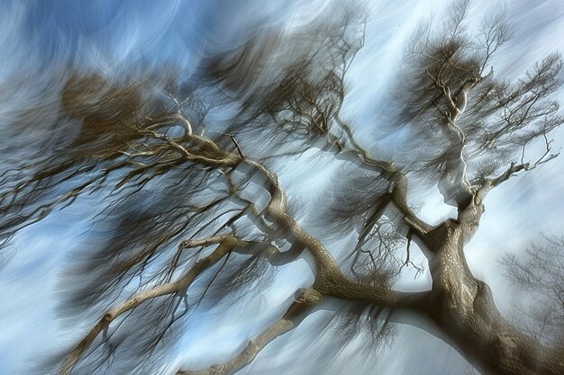 Photo behold the mesmerizing sight of trees in motion un generative ai