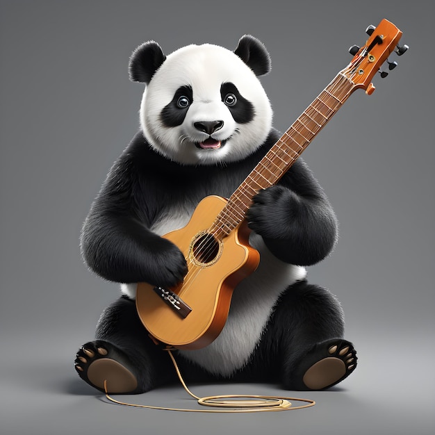 Behold this stunning 3D illustration of a panda musician complete with intricate details and ultra