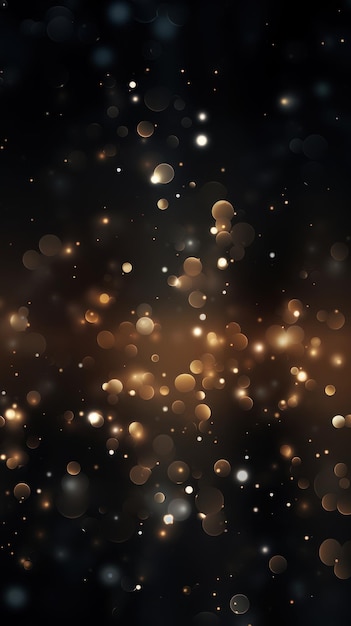 Foto luci bokeh luminose astratte beige su uno sfondo nero con spazio per il testo o la visualizzazione del prodotto vec