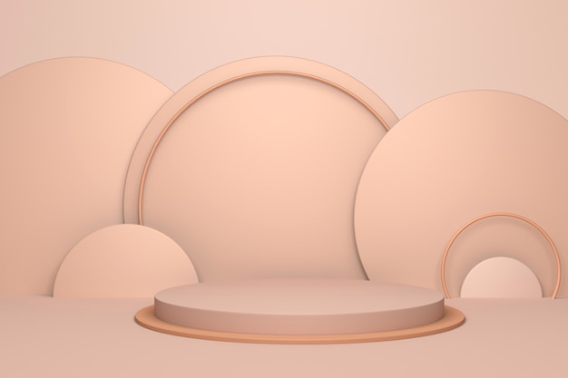 Beige abstract minimal scene with podium. 3d rendering geometric shape for cosmetic product