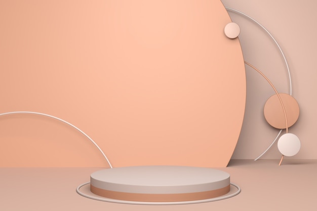 Beige abstract minimal scene with podium. 3d rendering geometric shape for cosmetic product