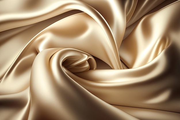 Beige abstract shiny plastic silk or satin wavy background Generative AI
