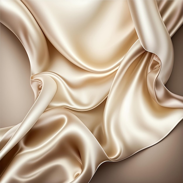 Photo beige abstract shiny plastic silk or satin wavy background generative ai