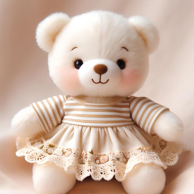 beige baby teddy bears with dress