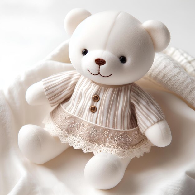 beige baby teddy bears with dress